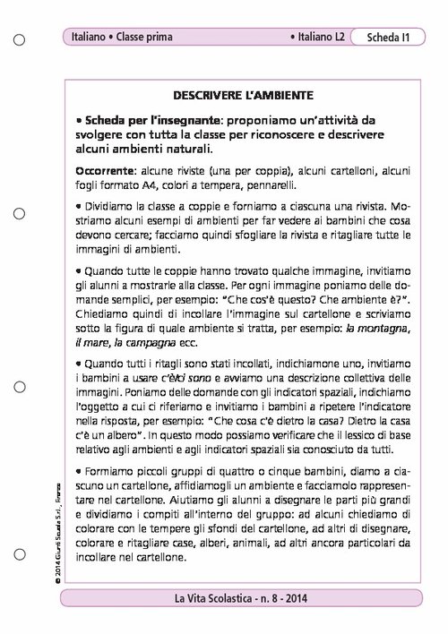 Descrivere l'ambiente | Giunti Scuola Descrivere l'ambiente | Giunti Scuola