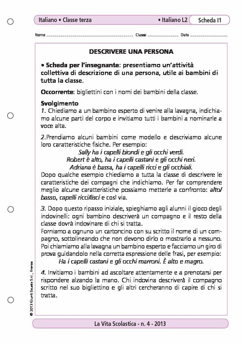 Descrivere una persona | Giunti Scuola Descrivere una persona | Giunti Scuola