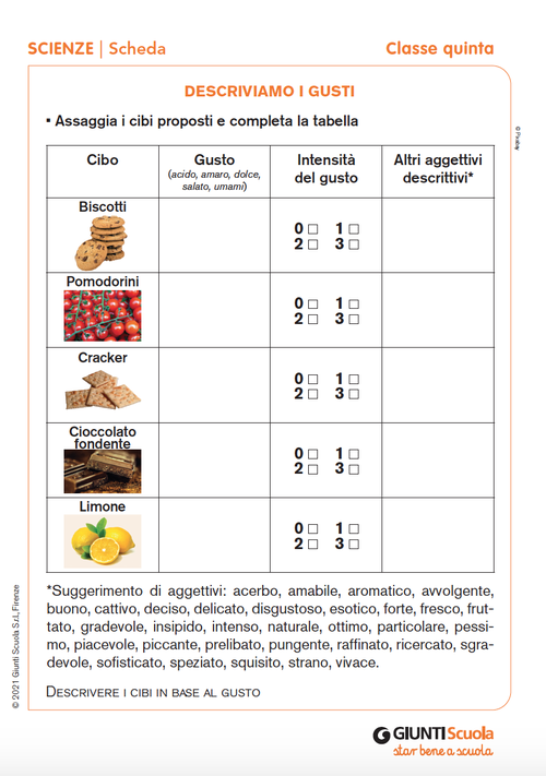 Descriviamo i gusti | Giunti Scuola