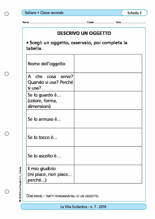 Descrivo un oggetto | Giunti Scuola Descrivo un oggetto | Giunti Scuola