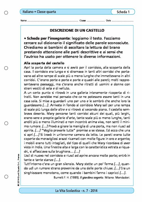 Descrizione di un castello | Giunti Scuola Descrizione di un castello | Giunti Scuola