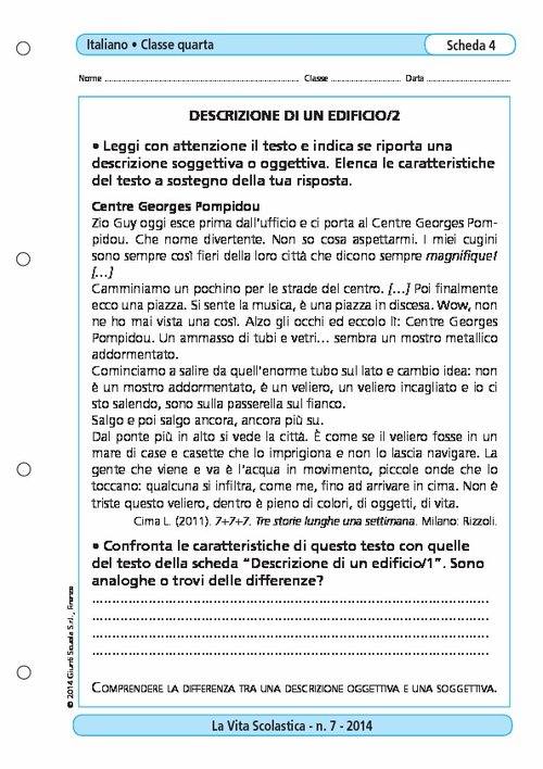 Descrizione di un edificio/2 | Giunti Scuola Descrizione di un edificio/2 | Giunti Scuola