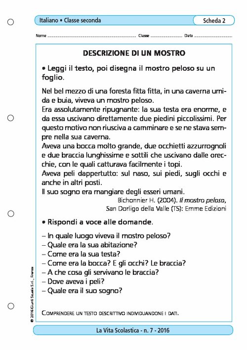 Descrizione di un mostro | Giunti Scuola Descrizione di un mostro | Giunti Scuola