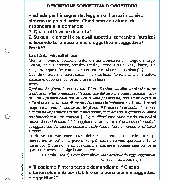 Descrizione soggettiva o oggettiva? | Giunti Scuola