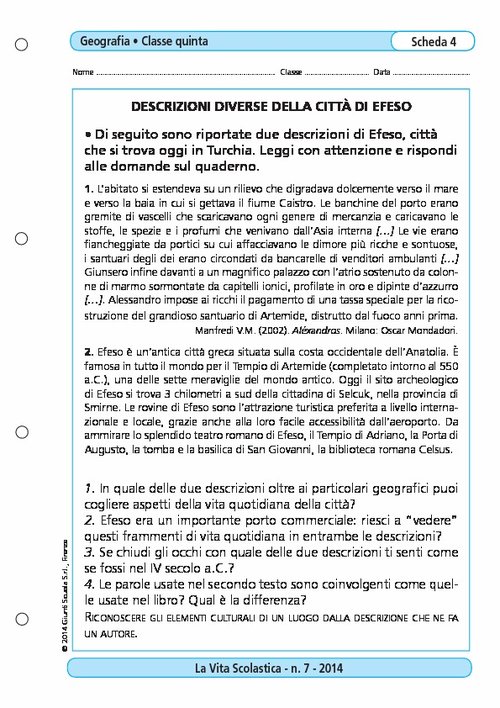 Descrizioni diverse della città di Efeso | Giunti Scuola Descrizioni diverse della città di Efeso | Giunti Scuola