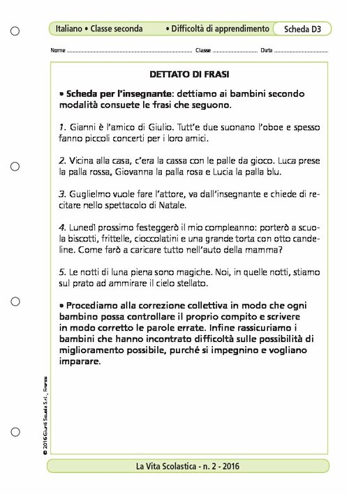 Dettato di frasi | Giunti Scuola Dettato di frasi | Giunti Scuola