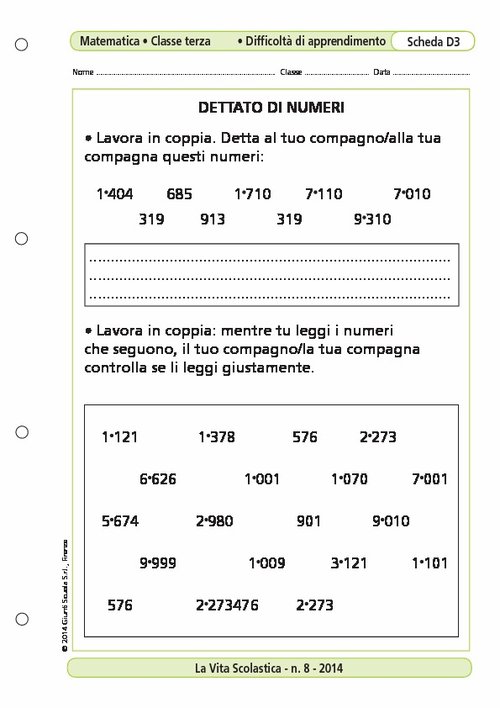 Dettato di numeri | Giunti Scuola Dettato di numeri | Giunti Scuola