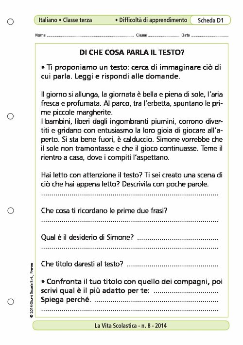 Di che cosa parla il testo? | Giunti Scuola Di che cosa parla il testo? | Giunti Scuola