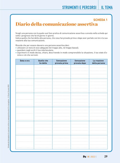 Diario della comunicazione assertiva | Giunti Scuola