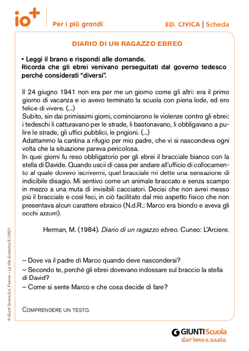 Diario di un ragazzo ebreo | Giunti Scuola Diario di un ragazzo ebreo | Giunti Scuola