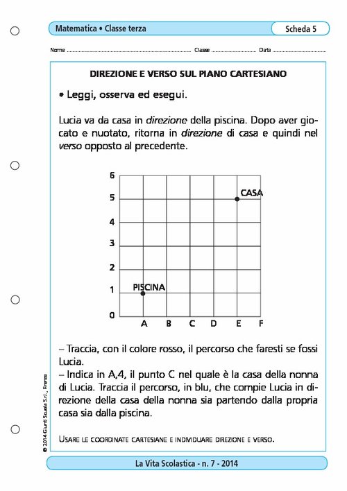 Direzione e verso sul piano cartesiano | Giunti Scuola Direzione e verso sul piano cartesiano | Giunti Scuola