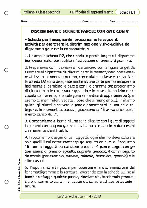 Discriminare e scrivere parole con GN e con N | Giunti Scuola Discriminare e scrivere parole con GN e con N | Giunti Scuola