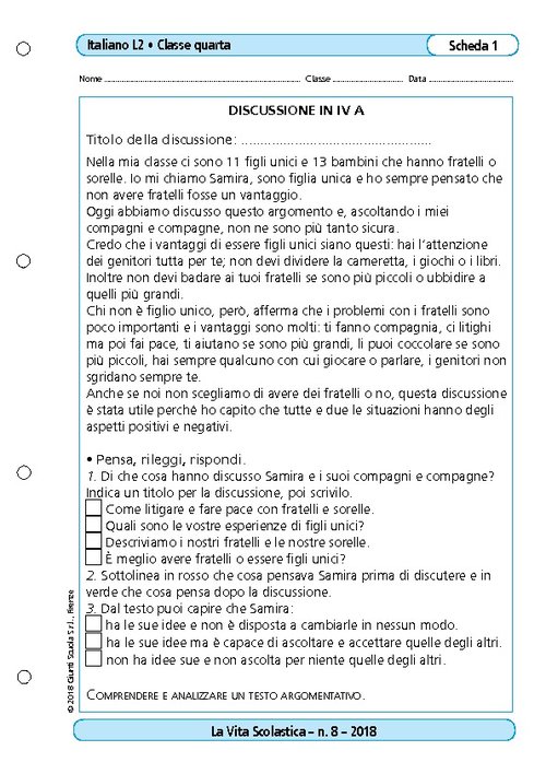 Discussione in IV A | Giunti Scuola Discussione in IV A | Giunti Scuola