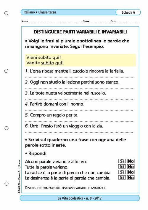 Distinguere parti variabili e invariabili | Giunti Scuola