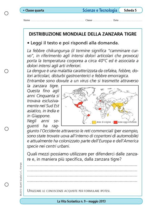Distribuzione mondiale della zanzara tigre | Giunti Scuola Distribuzione mondiale della zanzara tigre | Giunti Scuola