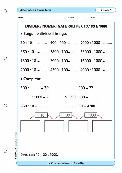 Dividere numeri naturali per 10, 100 e 1000 | Giunti Scuola Dividere numeri naturali per 10, 100 e 1000 | Giunti Scuola