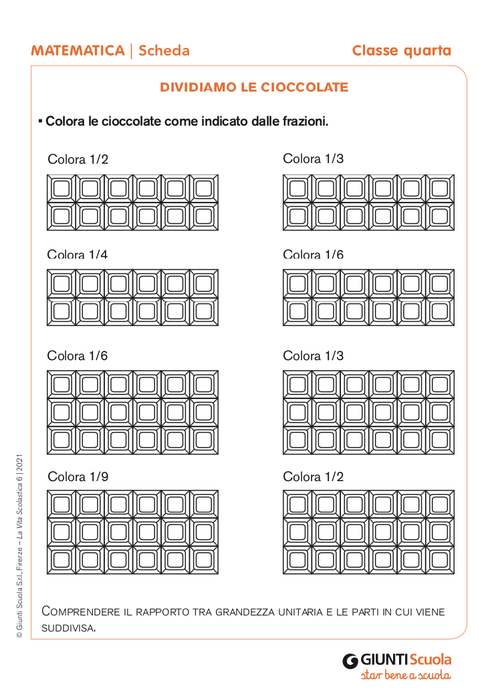 Dividiamo le cioccolate | Giunti Scuola Dividiamo le cioccolate | Giunti Scuola
