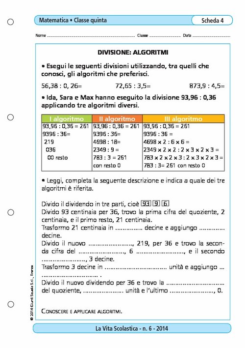 Divisione: algoritmi | Giunti Scuola Divisione: algoritmi | Giunti Scuola