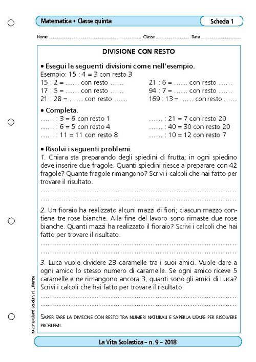 Divisione con resto | Giunti Scuola Divisione con resto | Giunti Scuola