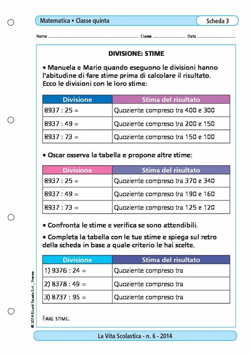 Divisione: stime | Giunti Scuola