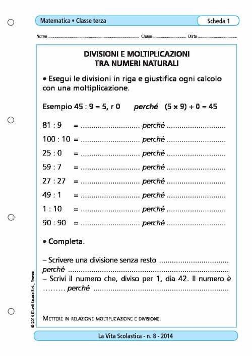 Divisioni e moltiplicazioni tra numeri naturali | Giunti Scuola Divisioni e moltiplicazioni tra numeri naturali | Giunti Scuola