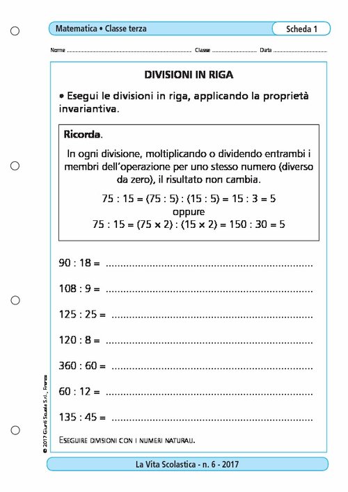 Divisioni in riga | Giunti Scuola Divisioni in riga | Giunti Scuola