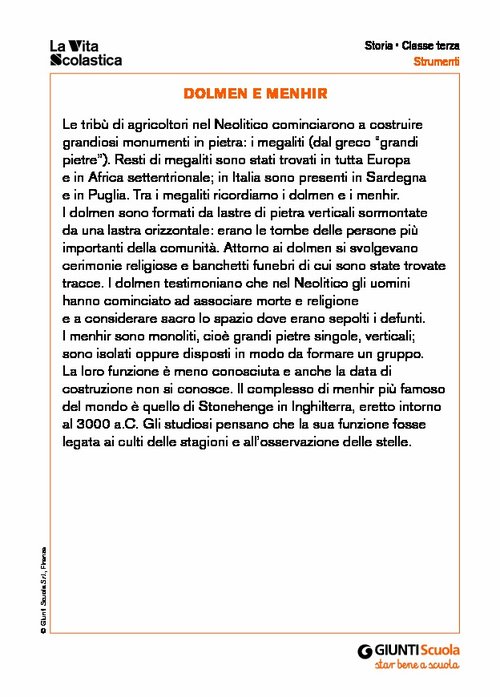 Dolmen e menhir | Giunti Scuola Dolmen e menhir | Giunti Scuola
