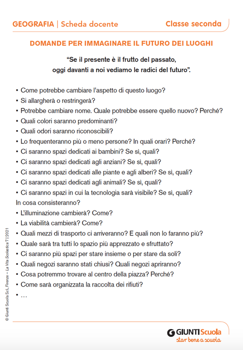 Domande per immaginare il futuro dei luoghi | Giunti Scuola Domande per immaginare il futuro dei luoghi | Giunti Scuola