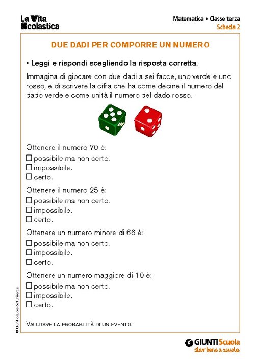 Due dadi per comporre un numero | Giunti Scuola Due dadi per comporre un numero | Giunti Scuola