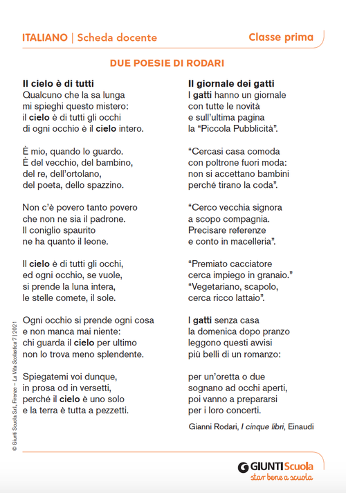 Due poesie di Rodari | Giunti Scuola Due poesie di Rodari | Giunti Scuola