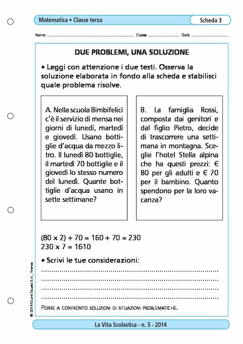 Due problemi, una soluzione | Giunti Scuola
