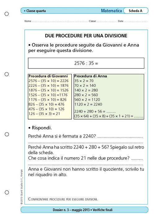 Due procedure per una divisione | Giunti Scuola Due procedure per una divisione | Giunti Scuola