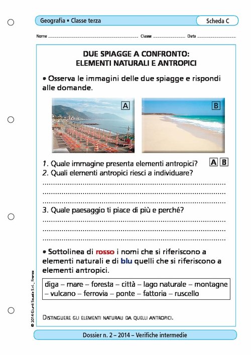 Due spiagge a confronto: elementi naturali e antropici | Giunti Scuola