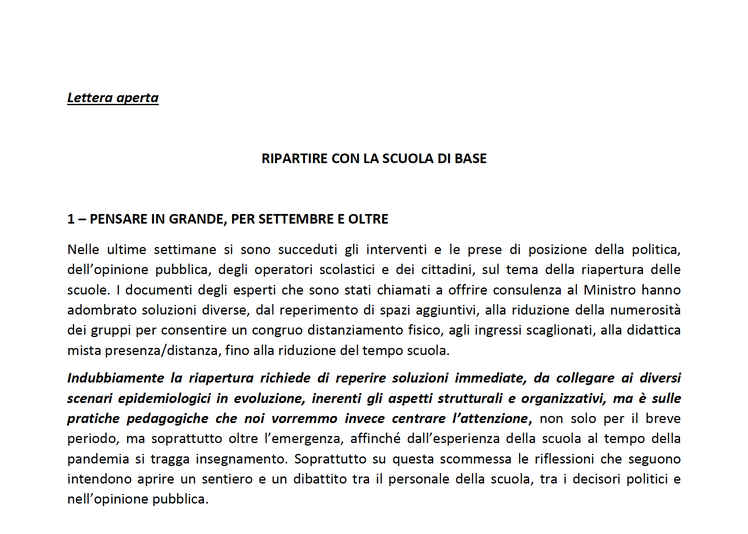 Educazione bene prezioso: "Ripartire con la scuola di base" | Giunti Scuola