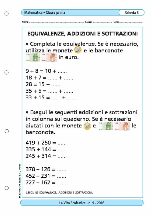 Equivalenze, addizioni e sottrazioni | Giunti Scuola Equivalenze, addizioni e sottrazioni | Giunti Scuola