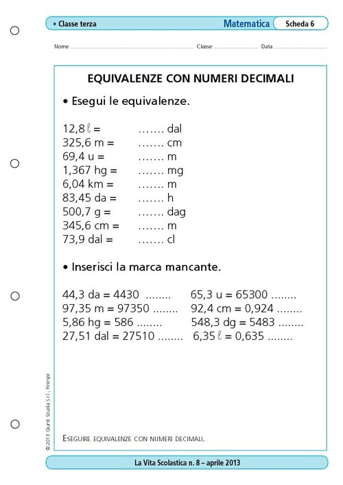 Equivalenze con numeri decimali | Giunti Scuola