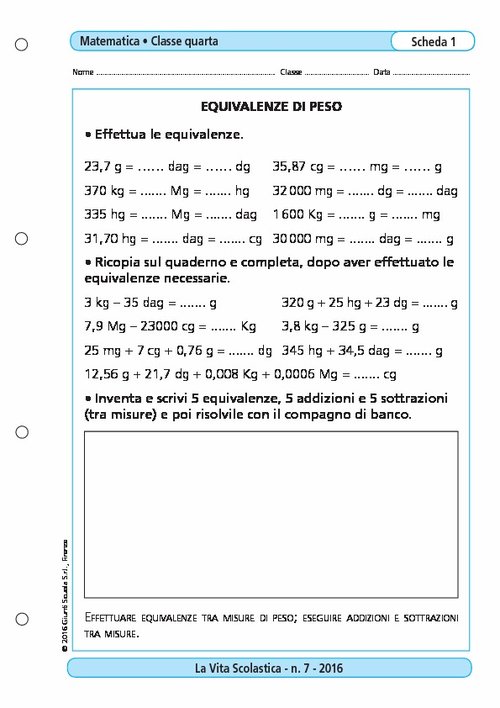 Equivalenze di peso | Giunti Scuola Equivalenze di peso | Giunti Scuola
