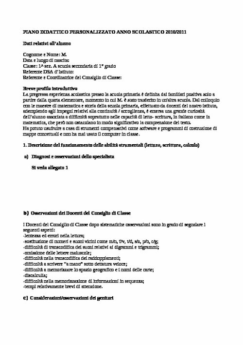 Esempio di PDP adattato da modello AID compilato | Giunti Scuola Esempio di PDP adattato da modello AID compilato | Giunti Scuola