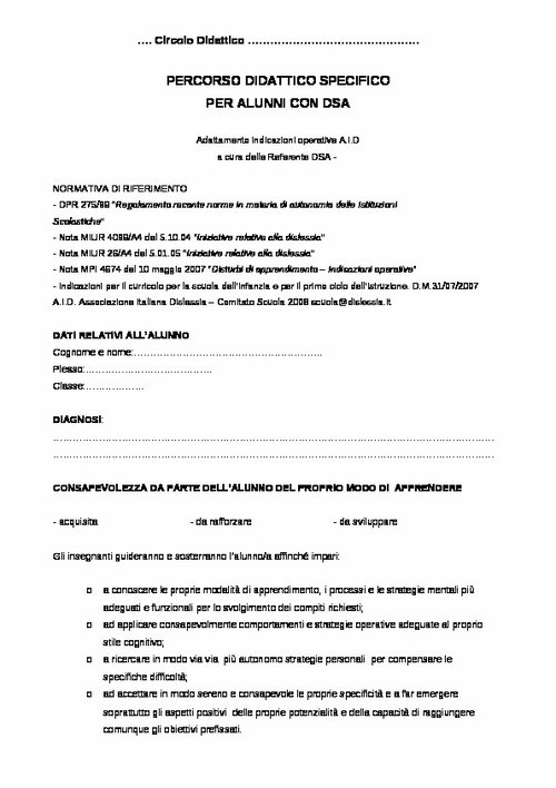 Esempio di PDP adattato da modello AID vuoto | Giunti Scuola Esempio di PDP adattato da modello AID vuoto | Giunti Scuola