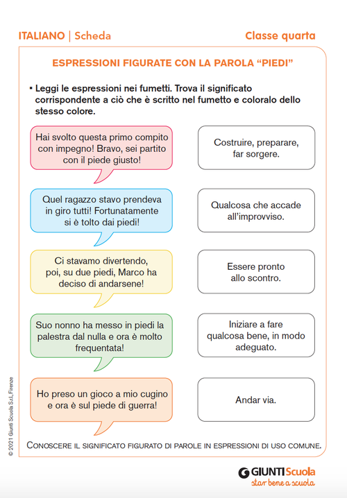 Espressioni figurate con la parola "piedi" | Giunti Scuola Espressioni figurate con la parola "piedi" | Giunti Scuola