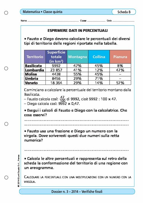 Esprimere dati in percentuali | Giunti Scuola Esprimere dati in percentuali | Giunti Scuola