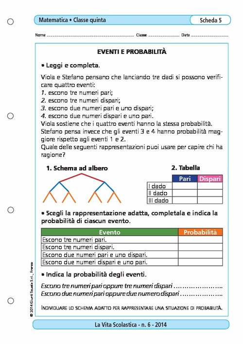 Eventi e probabilità | Giunti Scuola Eventi e probabilità | Giunti Scuola
