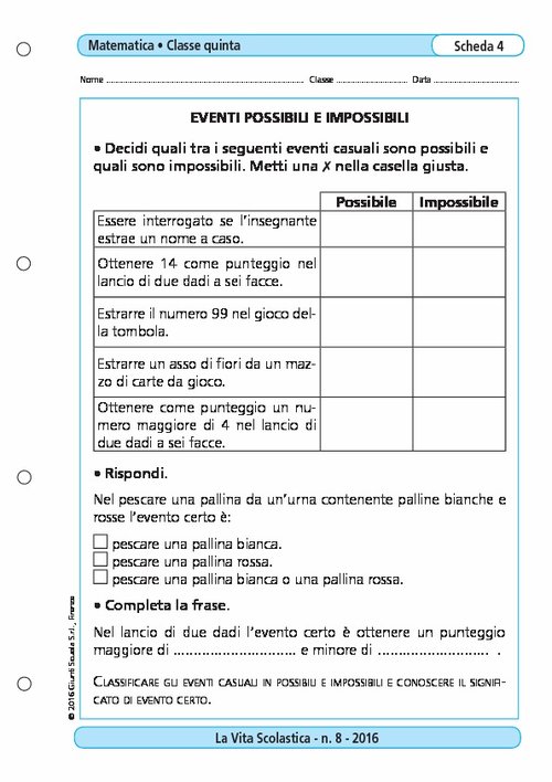 Eventi possibili e impossibili | Giunti Scuola Eventi possibili e impossibili | Giunti Scuola