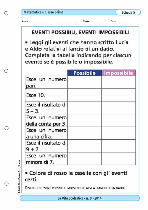 Eventi possibili, eventi impossibili | Giunti Scuola Eventi possibili, eventi impossibili | Giunti Scuola