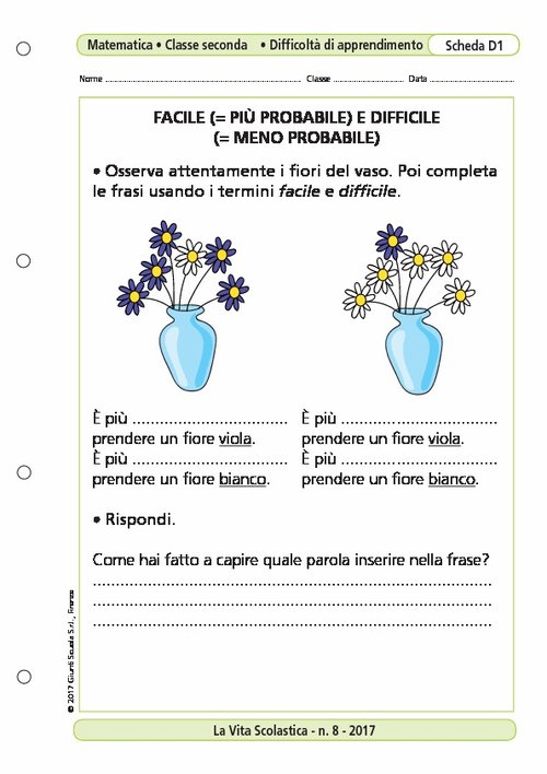 Facile (= più probabile) e difficile (= meno probabile) | Giunti Scuola Facile (= più probabile) e difficile (= meno probabile) | Giunti Scuola