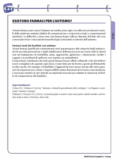 FAQ 08. Esistono farmaci per l'autismo? | Giunti Scuola FAQ 08. Esistono farmaci per l'autismo? | Giunti Scuola