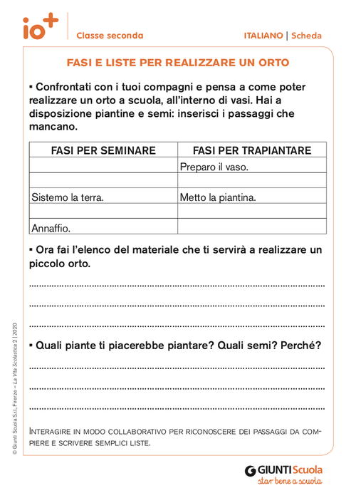 Fasi e liste per realizzare un orto | Giunti Scuola