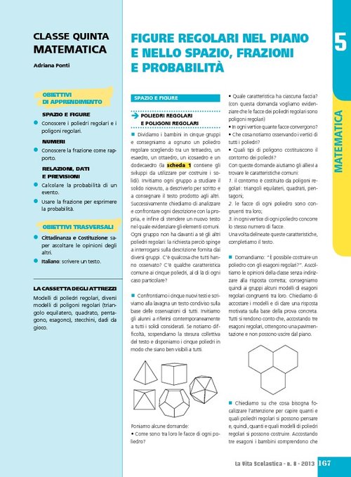 Figure regolari nel piano e nello spazio, frazioni e probabilità | Giunti Scuola Figure regolari nel piano e nello spazio, frazioni e probabilità | Giunti Scuola
