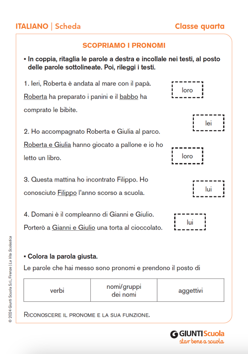 Scopriamo i pronomi | Giunti Scuola Scopriamo i pronomi | Giunti Scuola
