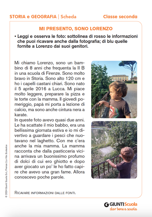 “Mi presento, sono Lorenzo” | Giunti Scuola “Mi presento, sono Lorenzo” | Giunti Scuola